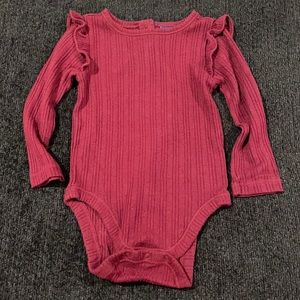Old navy ribbed ruffle long sleeve onesie girls size 6-12m